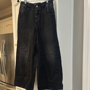 We the Free Chill Vibes Dropped Wide Leg Black Denim Jeans